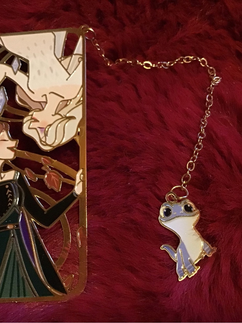 Disney Gold-Tone Bookmark with White Enamel Salamander Charm